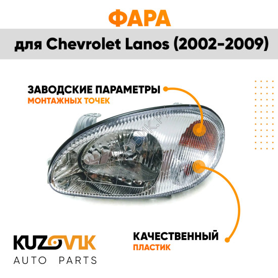 Фара левая Chevrolet Lanos (2002-2009) KUZOVIK